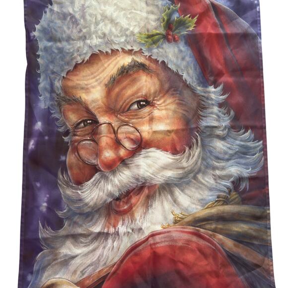 Garden Yard Flag CHRISTMAS Santa Claus Face 18" x 12" Holiday Decor - Picture 2 of 3